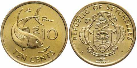 Сейшелы 10 центов, 2007-2012 Рыба XF