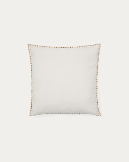 Чехол для подушки Rakira из бежевого хлопка с вышивкой горчичного цвета 45 x 45 см