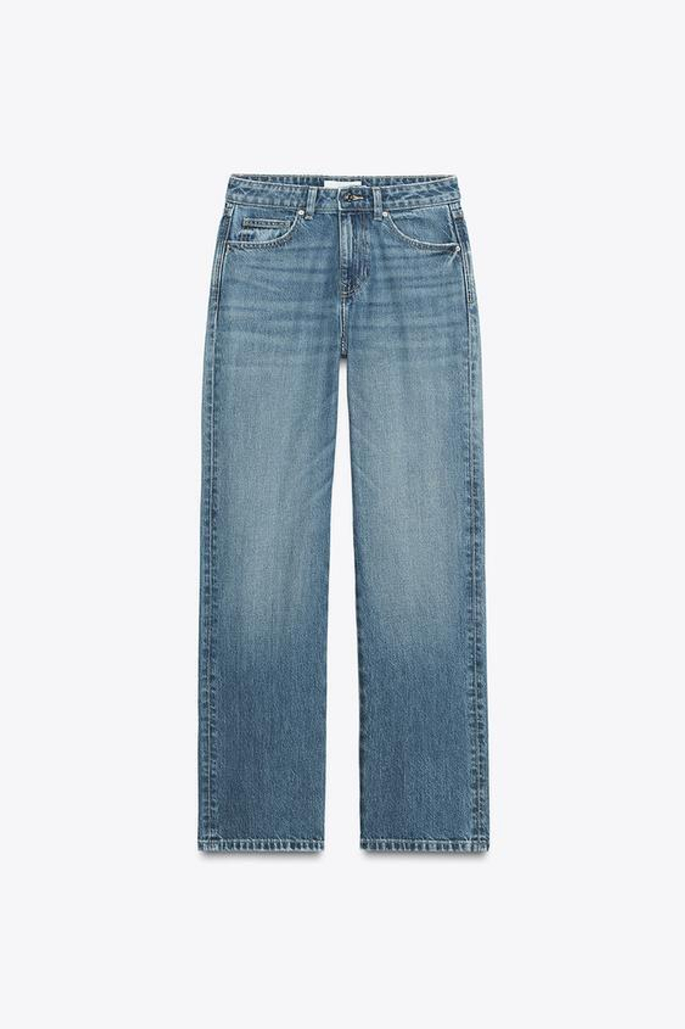 ZARA ДЖИНСЫ Z.03 REGULAR FIT С ВЫСОКОЙ ПОСАДКОЙ И УДЛИНЕННЫМИ БРЮЧИНАМИ, СИНИЙ