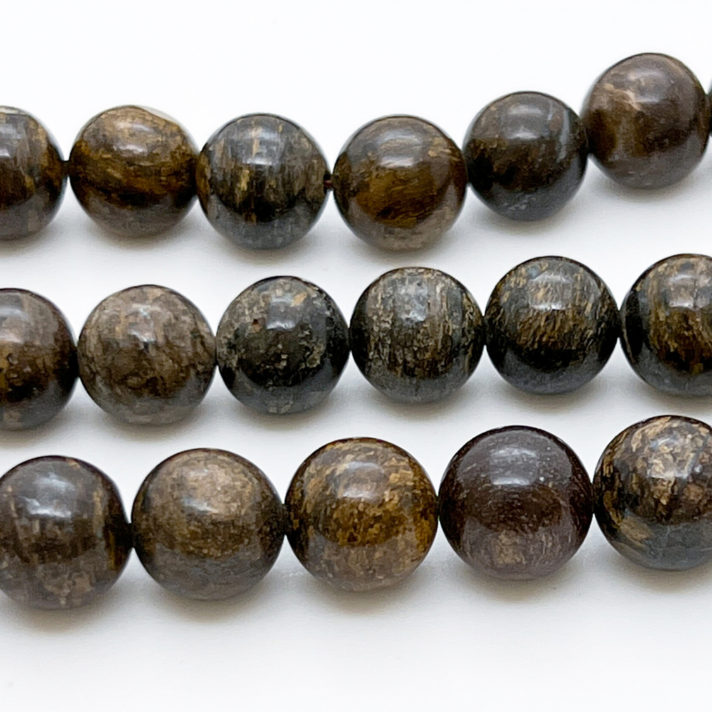 Бронзит бусины, диаметр 10,2-10,4 мм, цена за 9 шт (1/4 нити)