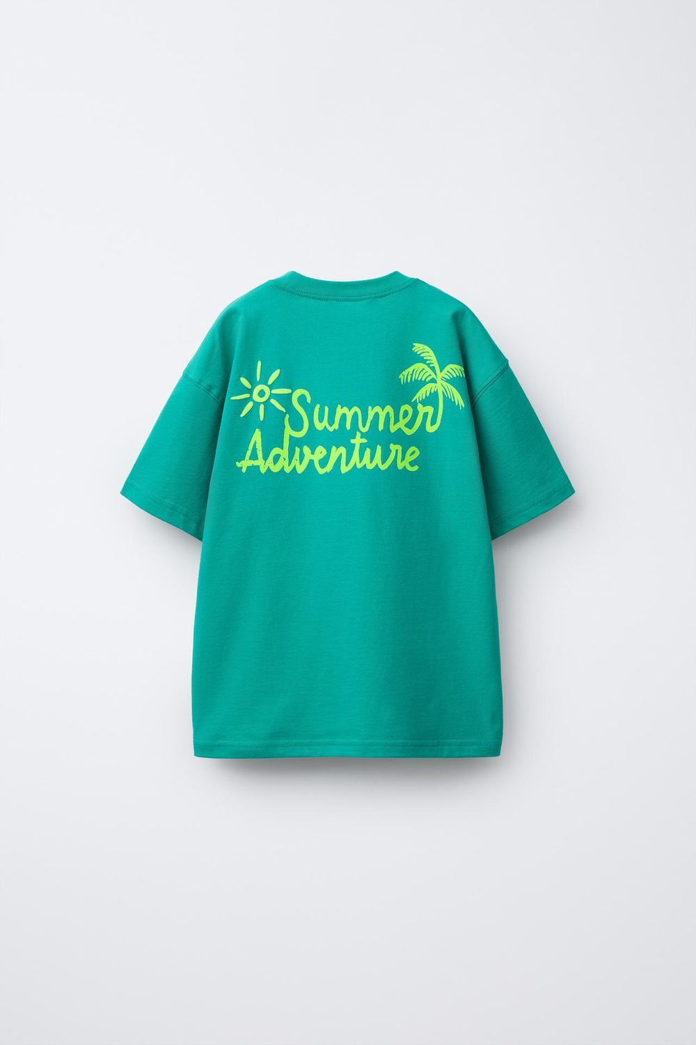 ZARA ФУТБОЛКА С ВЫШИТОЙ НАДПИСЬЮ, ЗЕЛЕНЫЙ