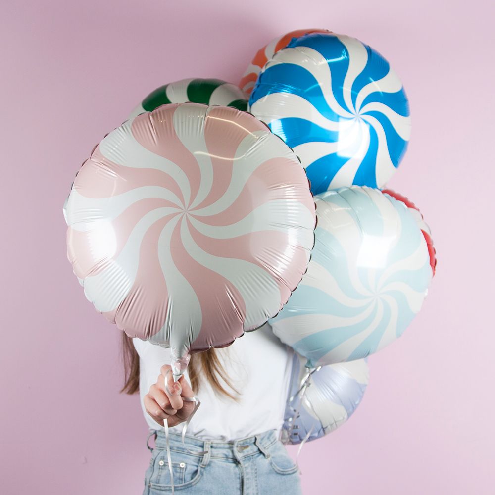 Шар (18"/46 см) Круг, Леденец, Голубой 1 шт.