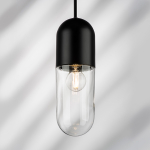 690017 Подвесной светильник RAMO 1х40W E27 ЧЕРНЫЙ МАТОВЫЙ/ПРОЗРАЧНЫЙ