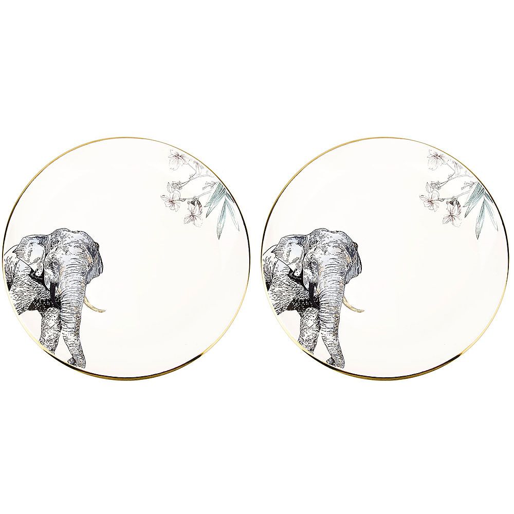 Тарелка (с элементами золота) "Саванна/Слон" 30*30*3см. (min6) (транспортная упаковка)