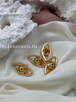 Пуговицы Скиап. в форме глаза с желто-зеленым зрачком матовое золото