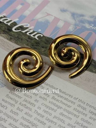 Серьги золотистые "Спираль"