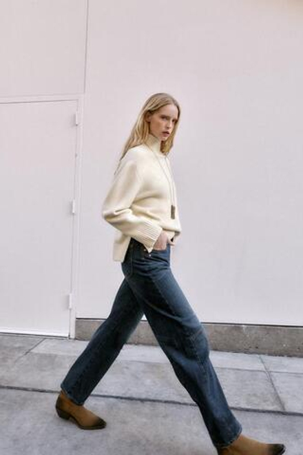 ZARA ДЖИНСЫ Z1975 BALLOON FIT СО СРЕДНЕЙ ПОСАДКОЙ, СИНИЙ