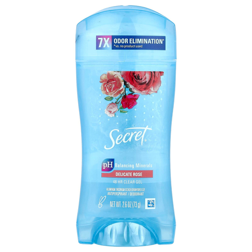 Secret, 48 HR, прозрачный гель-антиперспирант/дезодорант, нежная роза, 73 г (2,6 унции)