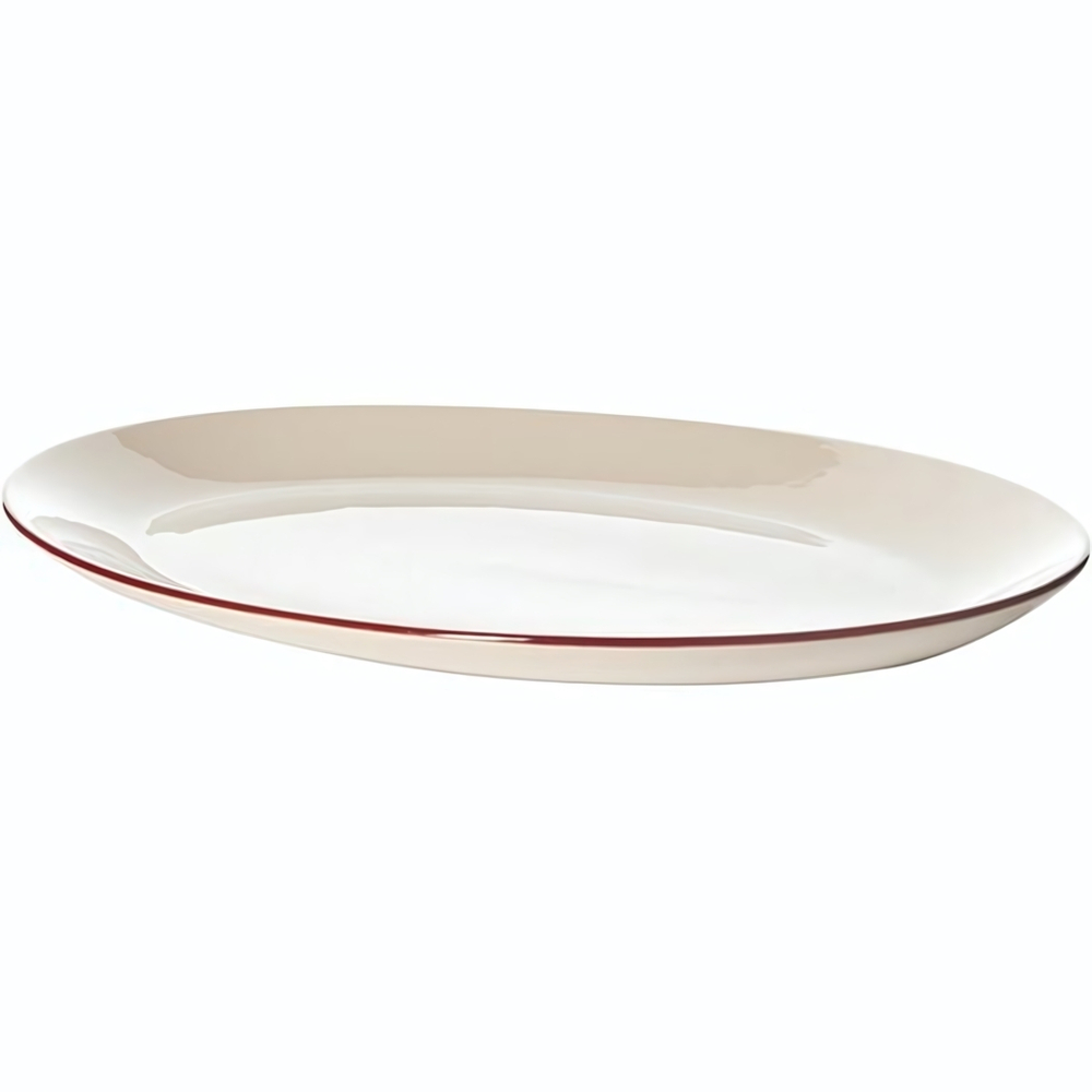 Блюдо «Кларет» овальное;фарфор;,H=25,L=390,B=310мм;бежев.,бордо (Цвет: бежевый)