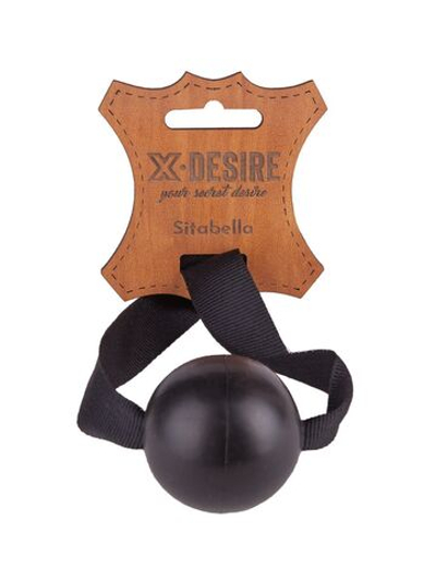 Черный кляп-шар на ремешках с пряжками (Цвет: черный)