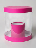 Плотная коробка-аквариум для торта с прозрачными стенками Цвет :Фуксия.