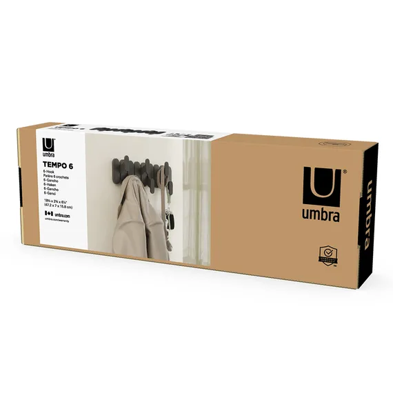 Вешалка настенная tempo, 6 крючков, черная