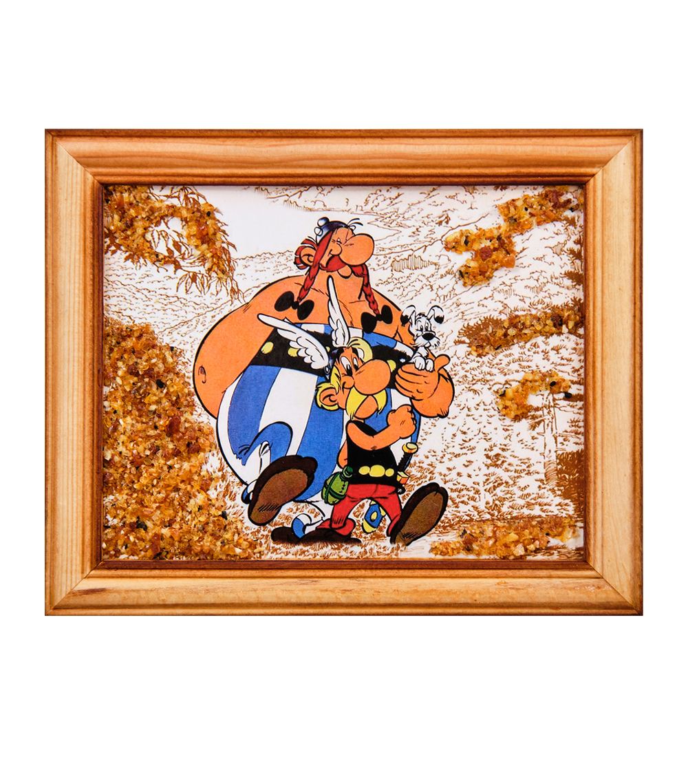 AMB-74/70 Картина «Астерикс и Обеликс» (с янтарной крошкой) дер.краш.рамка 12х15