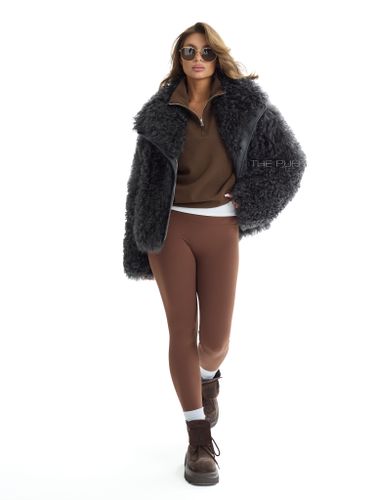 Графитовая шуба-косуха из овчины калган