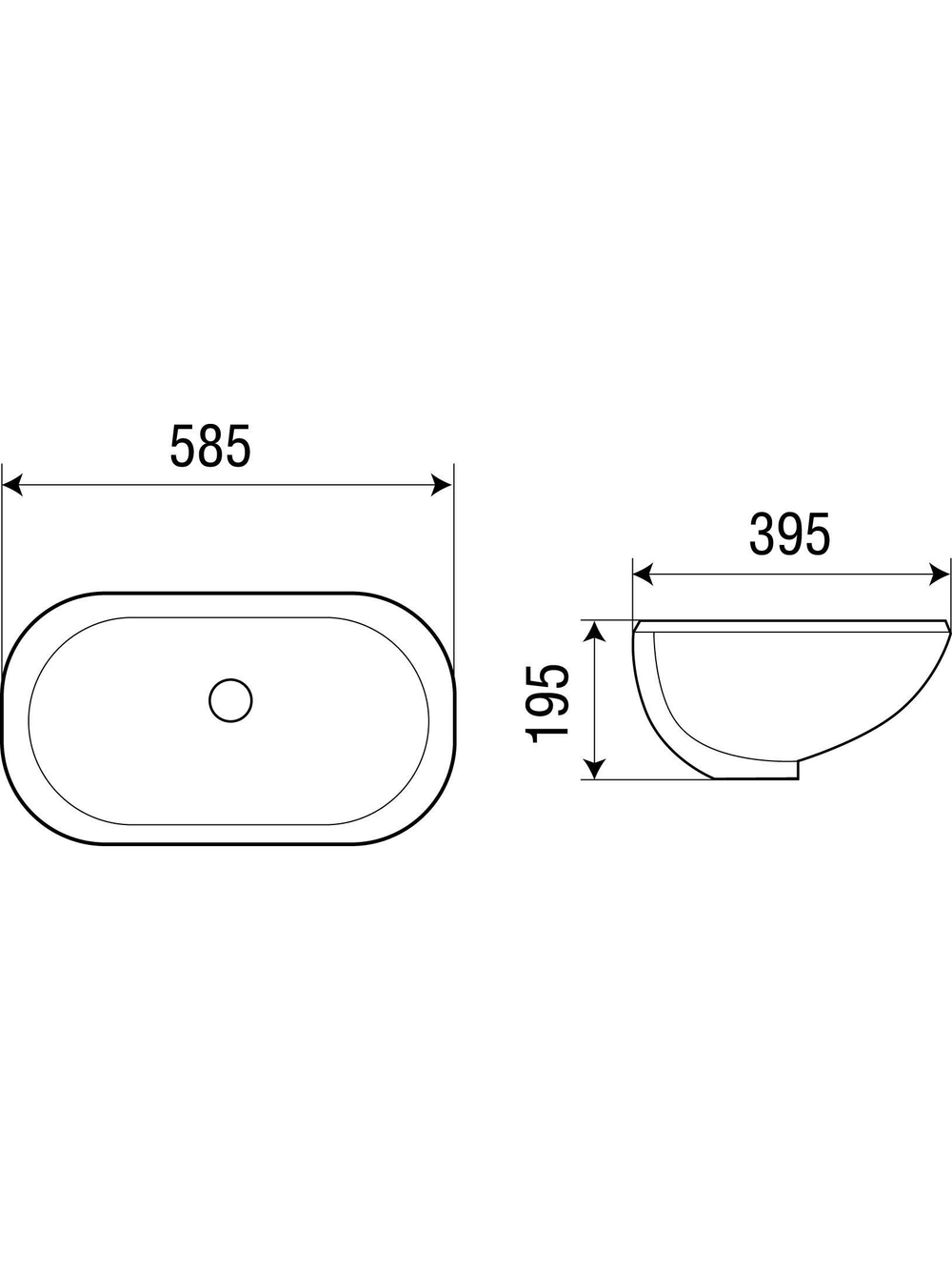 Раковина подвесная WeltWasser WW DEILBACH 6030 585х395х195