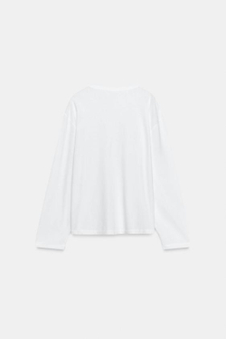 ZARA ЛОНГСЛИВ С ЛЬНЯНОЙ СМЕСЬЮ, БЕЛЫЙ