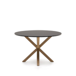 ARYA Стол  Ø 119 с черной столешницей из МДФ на стальных ножках с натуральной отделкой