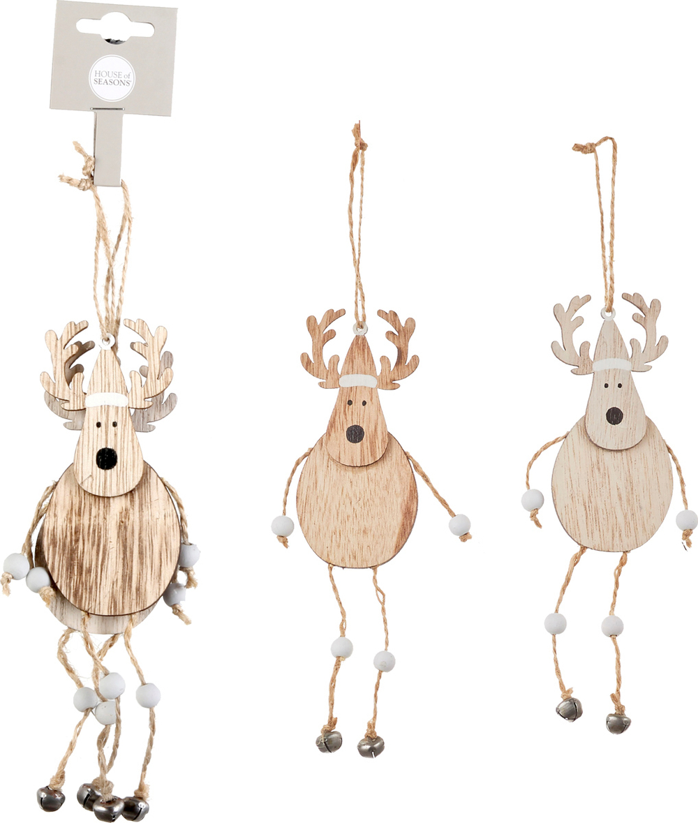 Набор подвесок 2шт 5х16см House of Seasons Олень белый/коричневый