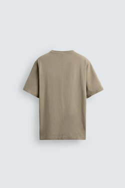 ZARA ФУТБОЛКА REGULAR FIT LIGHTWEIGHT ORIGINS, БЕЖЕВЫЙ МЕЛАНЖ