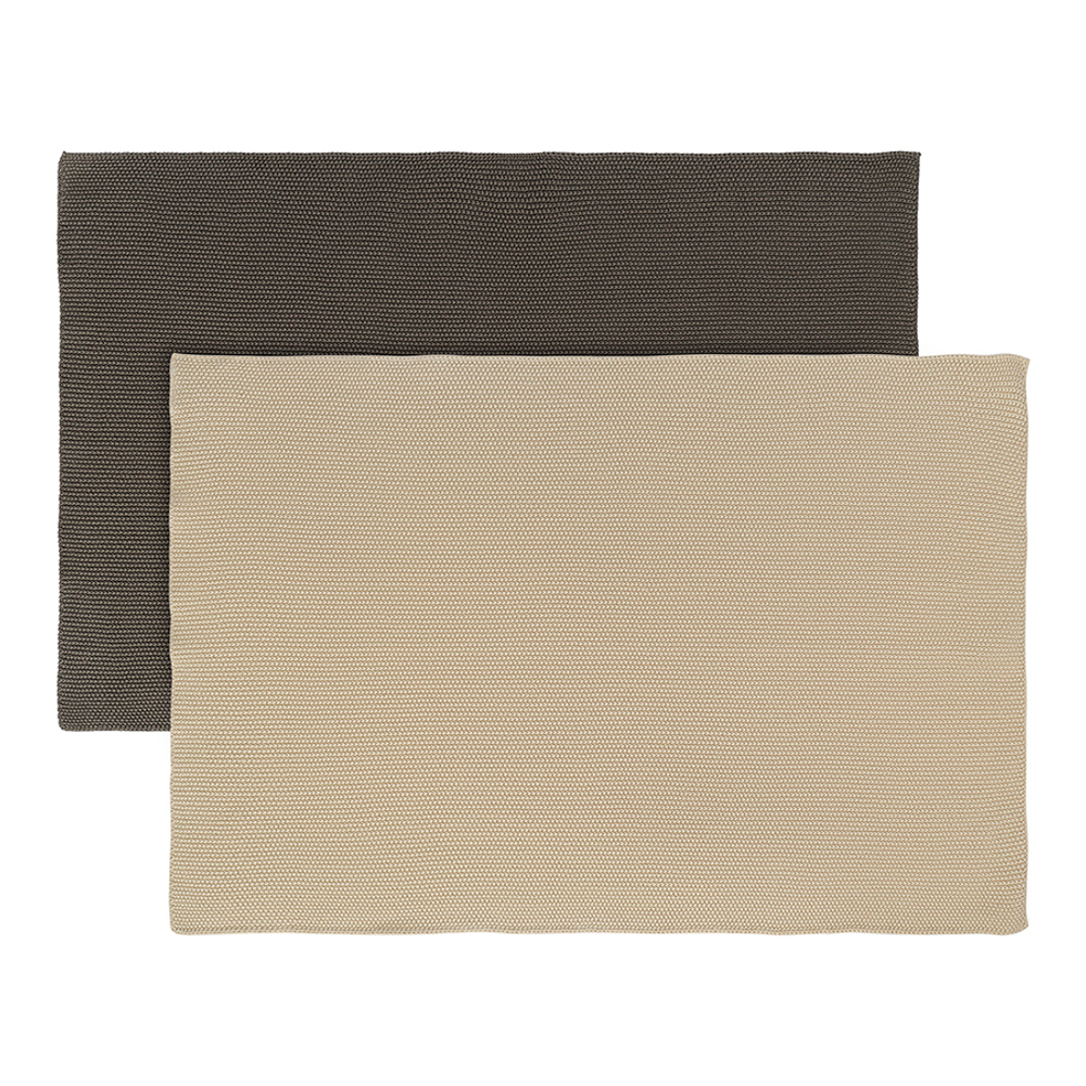 Набор из двух кухонных вязаных полотенец из коллекции essential, темно-серое/бежевое