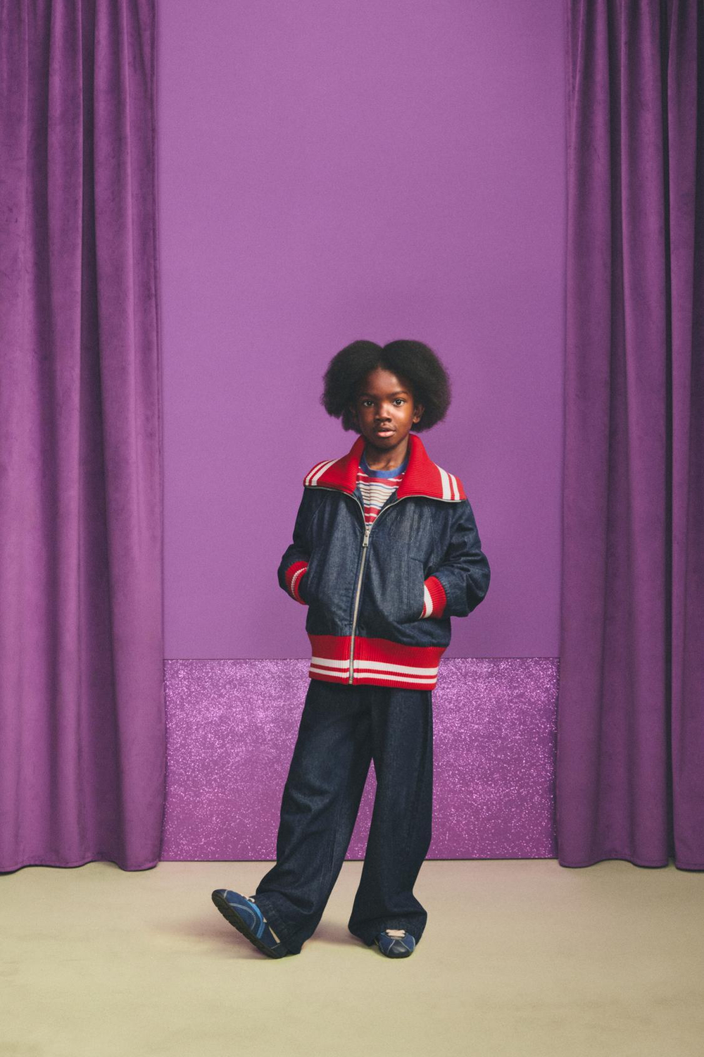 ZARA X DISNEY ДЖИНСОВАЯ КУРТКА-БОМБЕР С РЕЗИНКОЙ, ИНДИГО