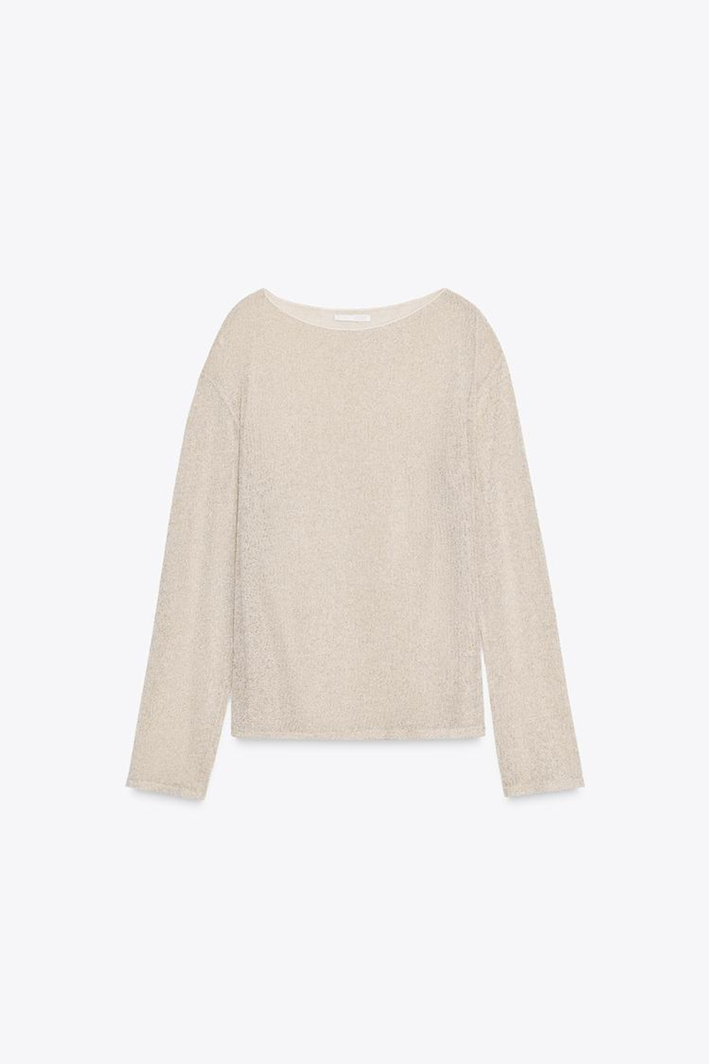 ZARA ХЛОПКОВАЯ ФУТБОЛКА В СТИЛЕ РУСТИК, ЗОЛОТИСТЫЙ