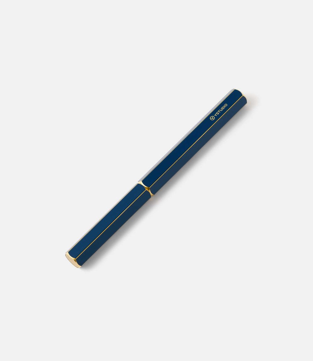 Ystudio Classic Revolve Fountain Pen Blue — перьевая ручка из латуни