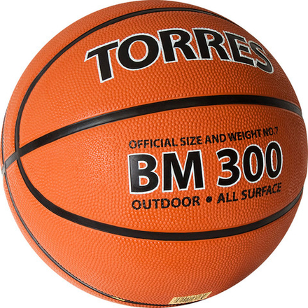 Мяч баскетбольный TORRES BM300, B02017, р.7, резина, нейлон. корд, бут. камера, коричневый