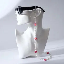 Цепочка для очков "Цветочки" жемчужинки, цвет розово-жёлтый, 70 см