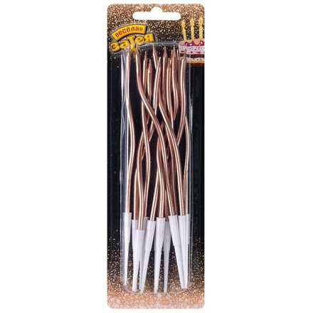 Свечи Волна роз золото с подст 13см 12штG