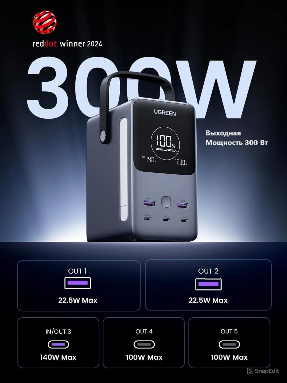 Внешний аккумулятор Ugreen 25286 48000 мАч серый