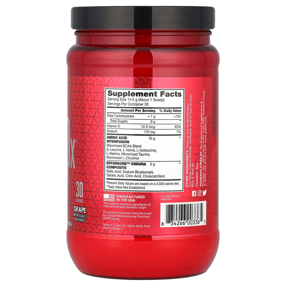 BSN, Amino-X, для выносливости и восстановления, со вкусом винограда, 435 г (15,3 унции)