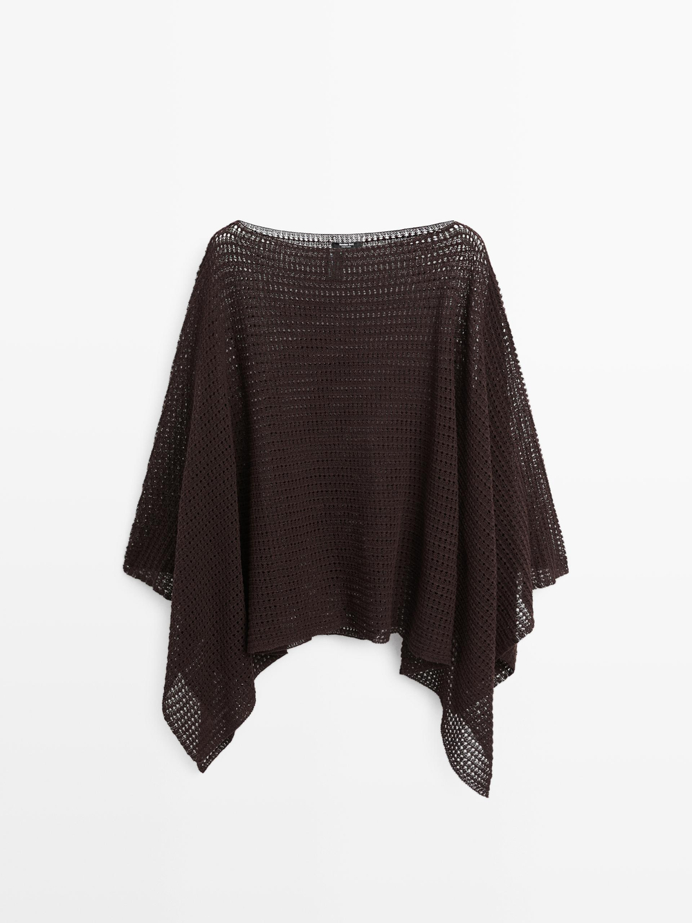 Massimo Dutti Накидка из смесового хлопка с ажурной отделкой, коричневый