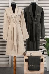 Набор махровый халат мужской и женский с полотенцами PIERRE CARDIN