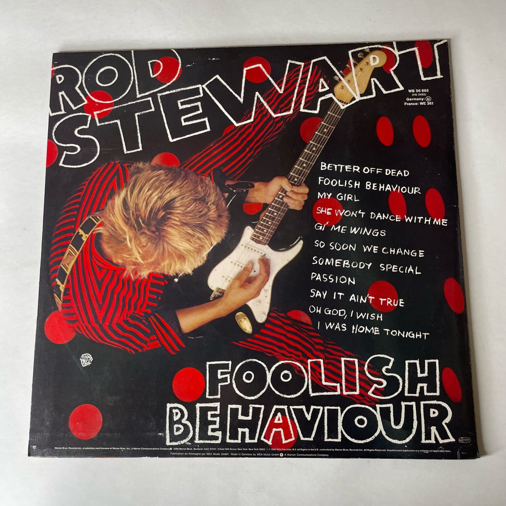 Винтажная виниловая пластинка LP Rod Stewart Foolish Behaviour (Германия 1980) (С Плакатом)