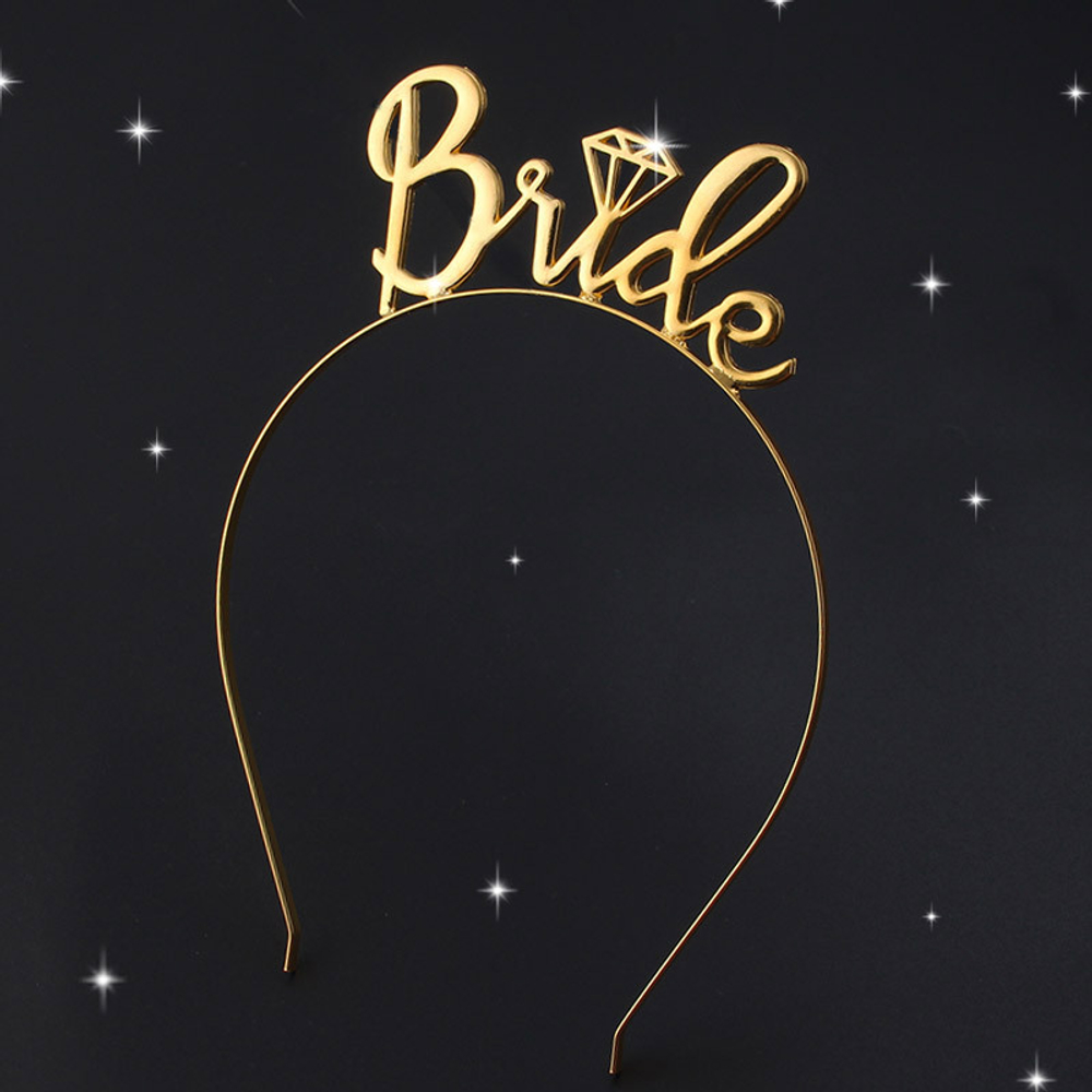 Ободок-корона из металла «BRIDE» в золотом цвете