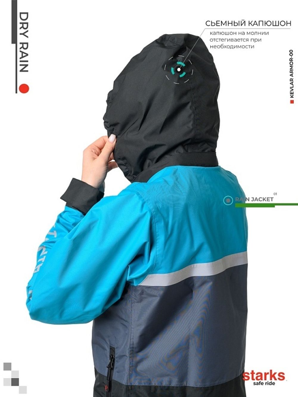 Dry Rain Дождевая куртка / Женская / Черно-синяя