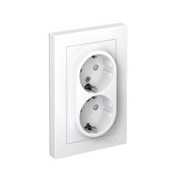 Розетка 2-м СП AtlasDesign 16А IP20 с заземл. защ. шторки в сборе бел. SE ATN000126