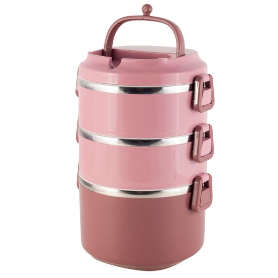 Ланч бокс тройной 2400 мл. Kamille KM-2137 пластик, нержавеющая сталь