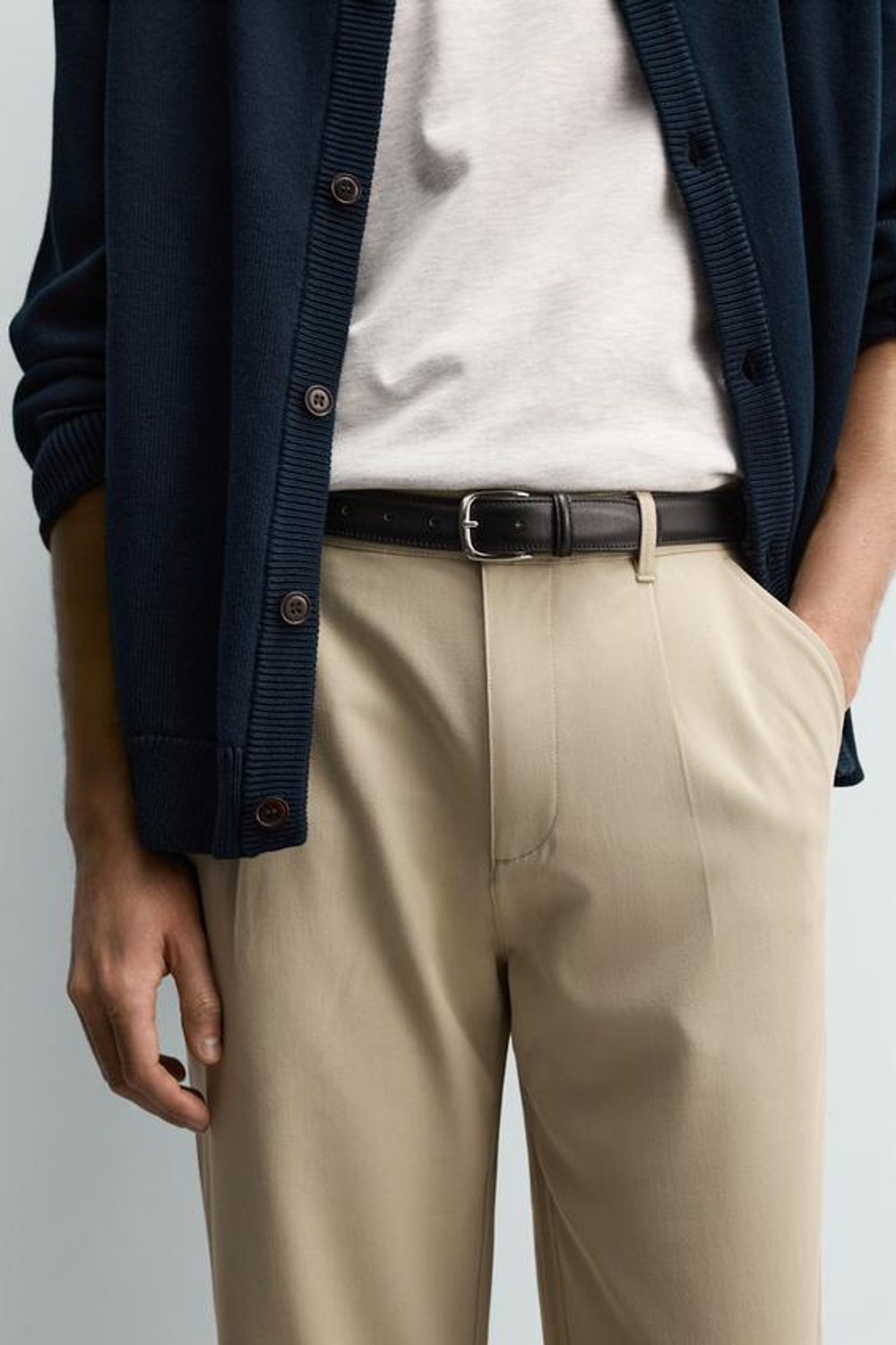 ZARA БРЮКИ STRAIGHT FIT КОМФОРТ, БЕЖЕВЫЙ