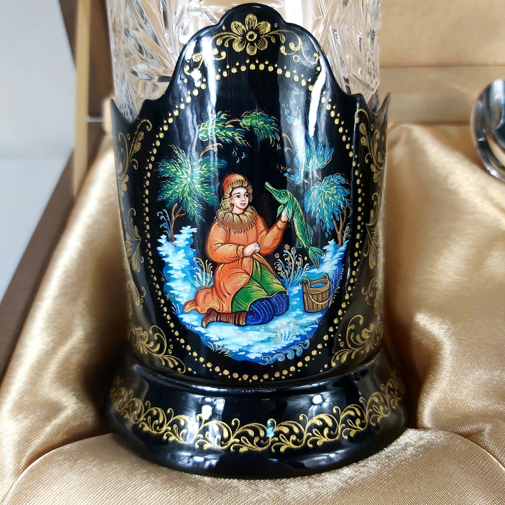 Чайный набор подстаканников (Ручная роспись Палех) №11