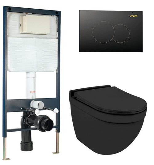 Комплект инсталляции с чёрным унитазом и кнопкой