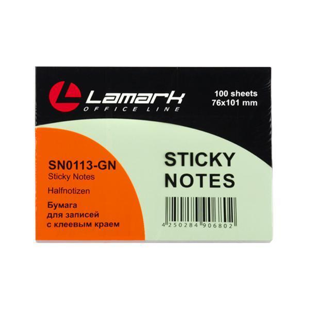 Бумага самокл. 76*101 зеленая пастель SN1113-GN (Lamark)