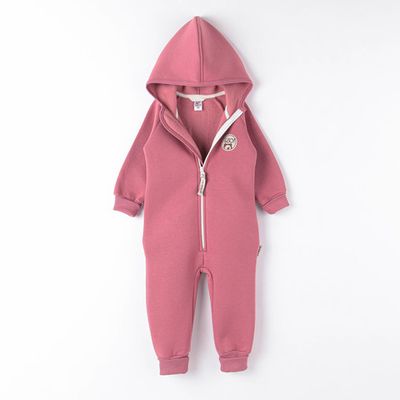 Warm hooded jumpsuit with flap - Gray Rose