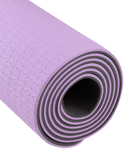 Коврик для йоги и фитнеса FM-201, TPE, 183x61x0,6 см, фиолетовый пастель/серый
