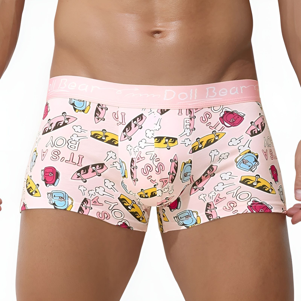 Розовые трусы-боксеры с принтом в виде скейтбордов (Размер: 4X) (Цвет: розовый)