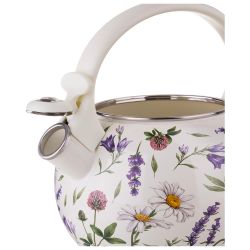 ЧАЙНИК AGNESS ЭМАЛИРОВАННЫЙ СО СВИСТКОМ СЕРИЯ "FLOWER STORY", 2,2 Л