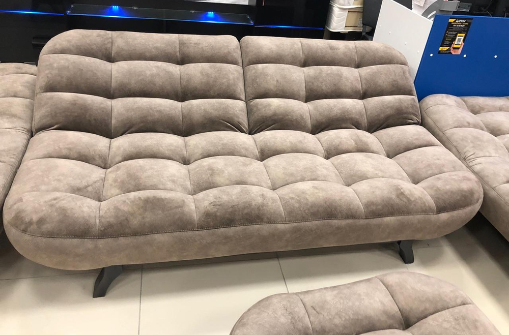 Акция!!!Набор мягкой мебели цвет серый диван+оттоманка+кресло+пуф