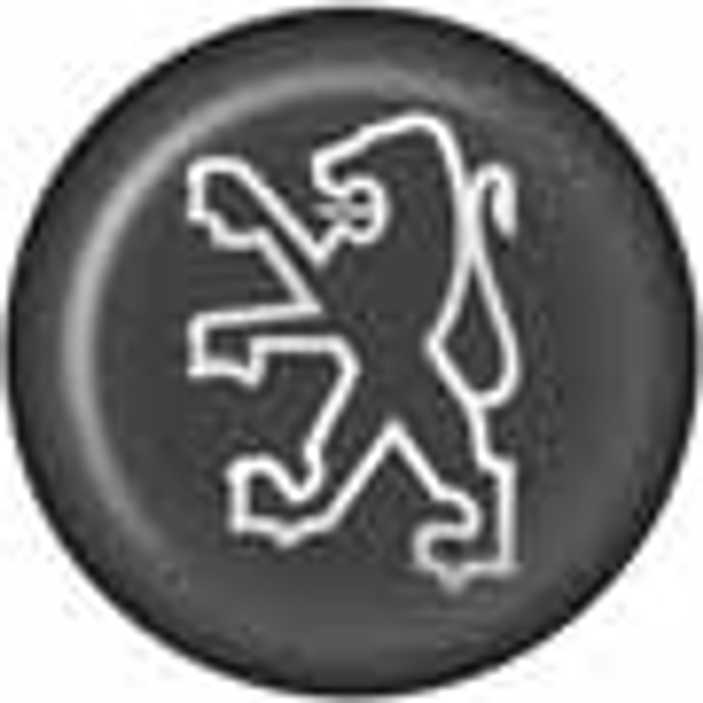 Наклейки  на колпаки D-6см - "Peugeot" (объемная) голографическая (черный фон) (кт4шт) 02568