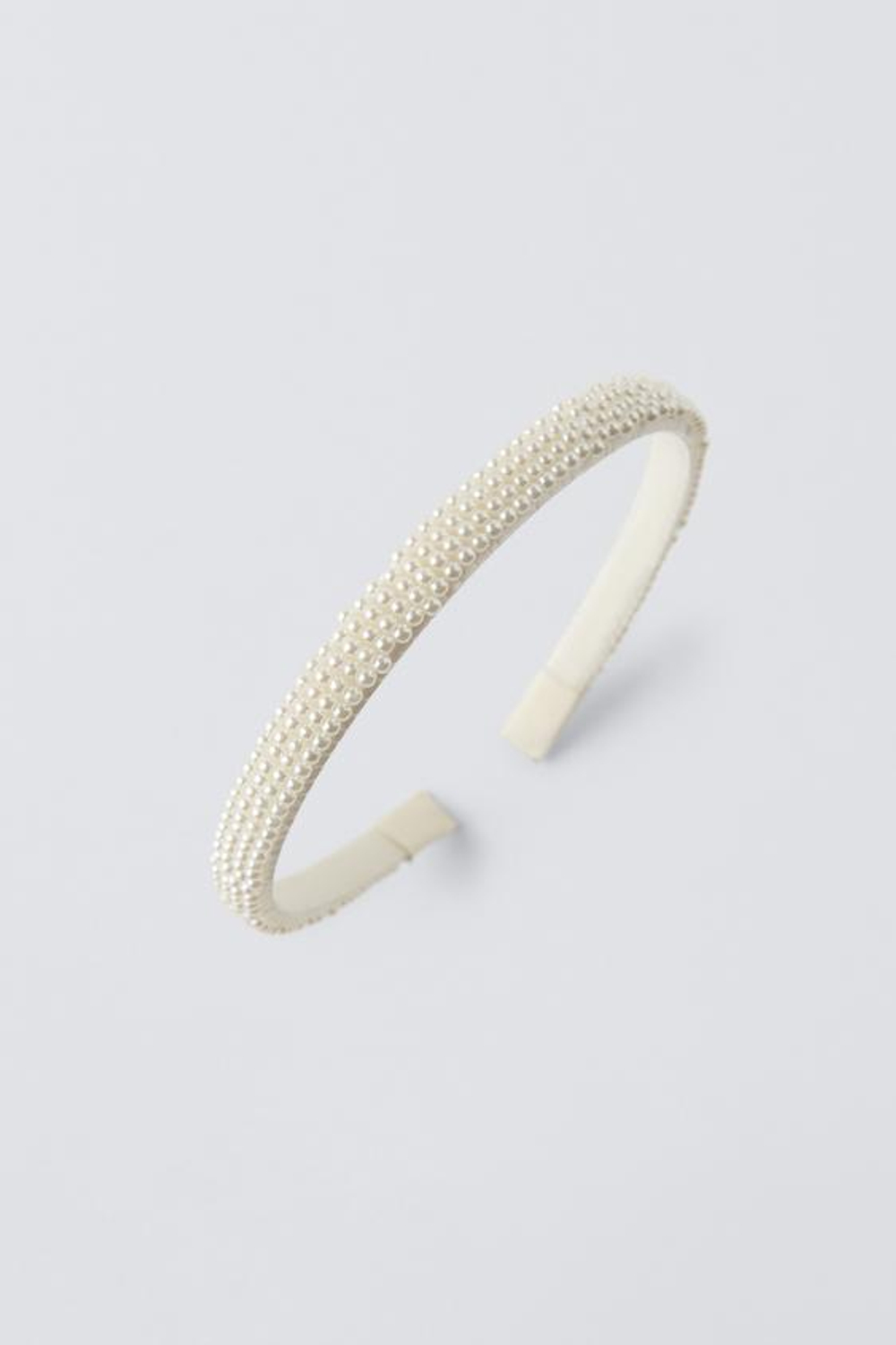 ZARA ОБОДОК С БУСИНАМИ, БЕЛЫЙ